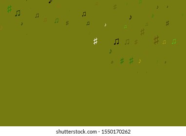 Light Green, Red vector template with musical symbols. Decorative design in abstract style with music shapes. Modern design for wallpapers.