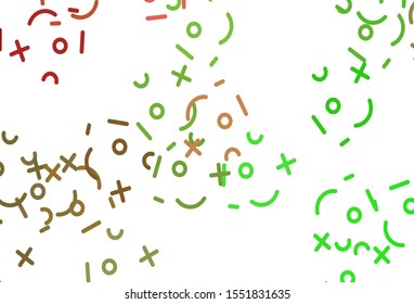 Light Green, Red vector template with math simbols. Illustration with Numeral symbols on abstract template. Pattern for ad, booklets, leaflets of education.