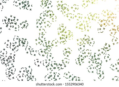 Light Green, Red vector template with math simbols. Shining colorful illustration with isolated Digit signs. Pattern for school, grammar websites.