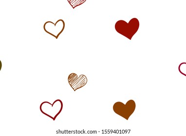 Light Green, Red vector template with doodle hearts. Illustration with hearts in love concept for valentine's day. Pattern for valentine's ad, booklets.