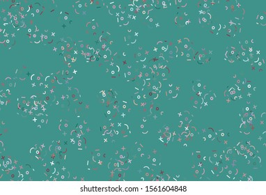 Light Green, Red vector template with math simbols. Colored mathematic signs with gradient on white background. Pattern for ad, booklets, leaflets of education.