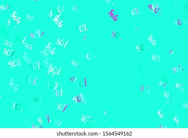 Light Green, Red vector template with 30, 50, 90% selling. Colored words of sales with gradient on white background. Template for season sales, shopping ads.