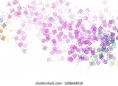Light Green, Red vector template with repeated sticks, dots. Colorful shining illustration with lines on abstract template. Pattern for ads, posters, banners.