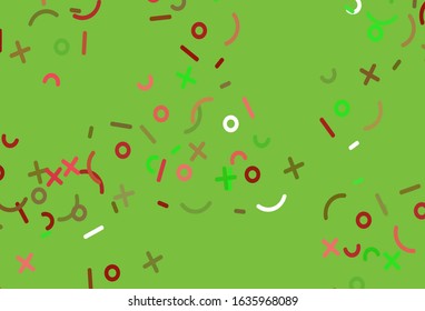 Light Green, Red vector template with math simbols. Illustration with Numeral symbols on abstract template. Pattern for ad, booklets, leaflets of education.