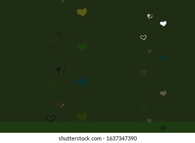 Light Green, Red vector template with doodle hearts. Smart illustration with gradient hearts in valentine style. Pattern for carnival, festival romantic leaflets.