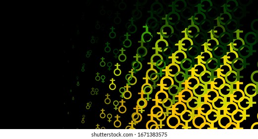 Light Green, Red vector template with businesswoman signs. Colorful illustration with gradient feminism shapes. Background for International Women’s Day.