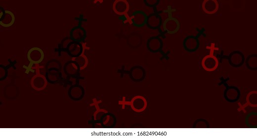 Light Green, Red vector template with businesswoman signs. Simple design in abstract style with women’s rights activism. Simple design for your web site.