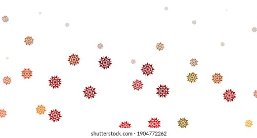 Light green, red vector template with ice snowflakes. Colorful abstract illustration with snowflakes. New year websites pattern.
