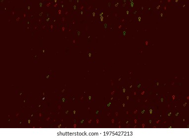 Light green, red vector template with man, woman symbols. Smart illustration in colorful gradient style with gender signs. Template for fasion magazines.
