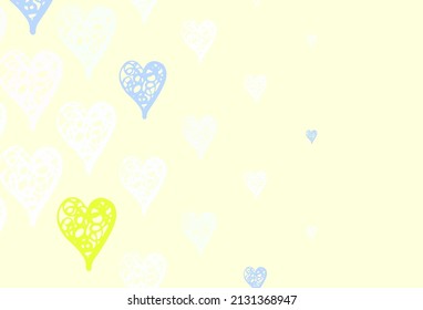 Light Green, Red vector template with doodle hearts. Shining illustration with hearts on abstract template. Design for a business advert of anniversary.