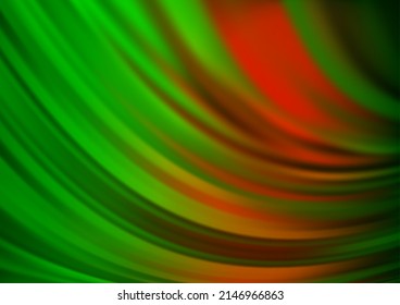 Light Green, Red vector template with lines, ovals. Shining crooked illustration in marble style. The best blurred design for your business.