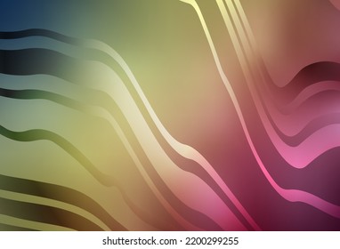 Light Green, Red vector template with bent lines. Creative illustration in halftone style with gradient. A sample for your ideas.