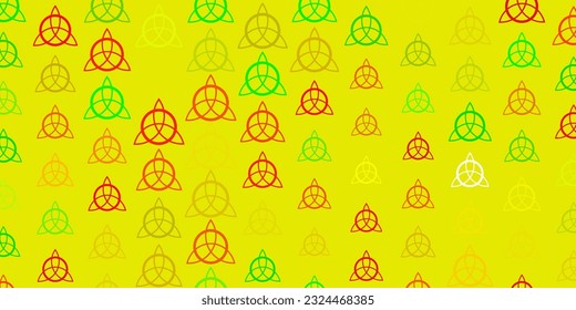 Light Green, Red vector template with esoteric signs. Abstract illustration with gothic gradient shapes. Simple design for occult depiction.