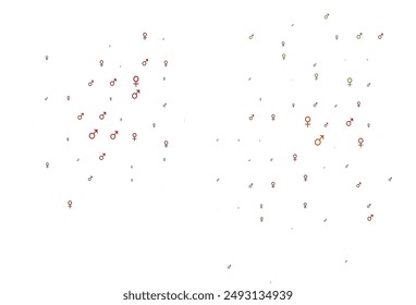 Verde claro, Plantilla de Vector rojo con hombre, mujer símbolos. Ilustración Abstractas con símbolos de género de degradado colorido. Diseño inteligente para aplicaciones de citas.