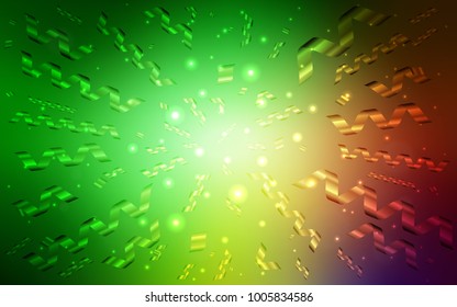 Light Green, Red vector texture with birthday confetti. Blurred decorative design in anniversary style with confetti. The pattern can be used for carnival, festival leaflets.