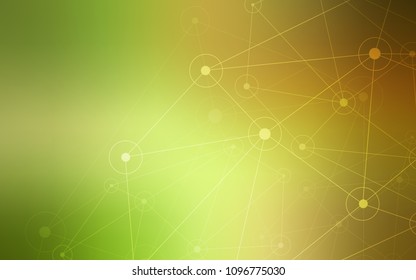 Light Green, Red vector texture with disks, lines. Design with connection of dots and lines on colorful background. Pattern can be used for ads, leaflets.