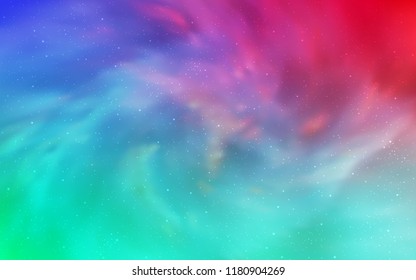 Light Green, Red vector texture with milky way stars. Blurred decorative design in simple style with galaxy stars. Pattern for astrology websites.