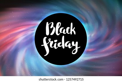 Light Green, Red vector texture with a black hole, galaxy. Colorful black hole with shining night sky stars. Backdrop for Black Friday promotions.