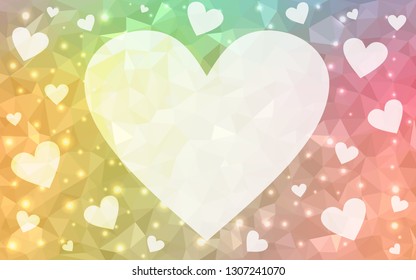 Light Green, Red vector  texture with lovely hearts. Glitter abstract illustration with colorful hearts in romantic style. Pattern for valentine's ad, booklets.
