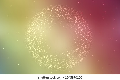 Light Green, Red vector texture with milky way stars. Glitter abstract illustration with colorful cosmic stars. Pattern for futuristic ad, booklets.