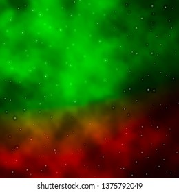 Light Green, Red vector texture with beautiful stars. Blur decorative design in simple style with stars. Pattern for new year ad, booklets.