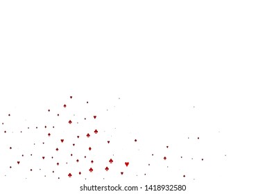 Light Green, Red vector texture with playing cards. Shining illustration with hearts, spades, clubs, diamonds. Template for business cards of casinos.
