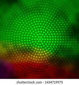 Light Green, Red vector texture with beautiful stars. Shining colorful illustration with small and big stars. Pattern for websites, landing pages.