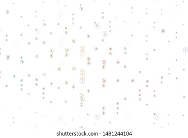 Light Green, Red vector texture with mathematic symbols. Shining colorful illustration with isolated Digit signs. Pattern for ad, booklets, leaflets of education.