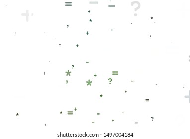 Light Green, Red vector texture with mathematic symbols. Shining colorful illustration with isolated Digit signs. Best design a poster, banner of a math college.