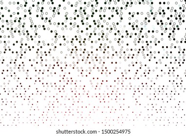 Light Green, Red vector texture with disks. Beautiful colored illustration with blurred circles in nature style. Pattern of water, rain drops.