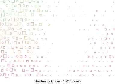 Light Green, Red vector texture with disks, rectangles. Glitter abstract illustration with cubes, circles. Completely new template for your brand book.