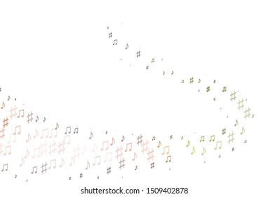 Light Green, Red vector texture with musical notes. Abstract illustration with colorful symbols of melody. Pattern for festival leaflets.