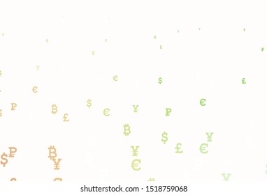 Light Green, Red vector texture with colored currency signs. Colored symbols of currency on white background. Design for ad, poster, banner of money making.