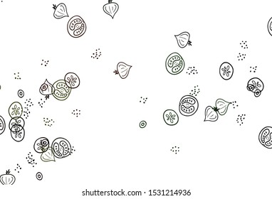 Light Green, Red vector texture with delicious snacks. Glitter abstract sketch with gourmet food. Design for ad, poster, banner of cafes or restaurants.