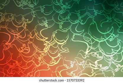 Light Green, Red vector texture with hot peppers. Illustration with set of fresh peppers in doodle style. Pattern for ads of breakfast, lunch, dinner.