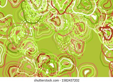 Light Green, Red vector texture with curved lines. Shining colorful illustration in simple style. A completely new design for your business.
