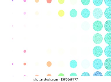 Light Green, Red vector texture with disks. Glitter abstract illustration with blurred drops of rain. New template for your brand book.