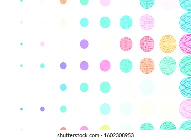 Light Green, Red vector texture with disks. Glitter abstract illustration with blurred drops of rain. New template for your brand book.