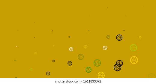 Light Green, Red vector texture with religion symbols. Colorful mystic symbols with a gradient in ancient style. Design for magic, spiritual events.