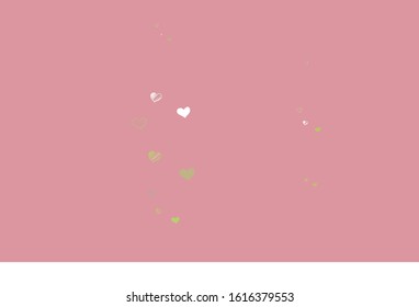 Light Green, Red vector texture with lovely hearts. Beautiful abstract hearts on colorful gradient background. Design for a business advert of anniversary.