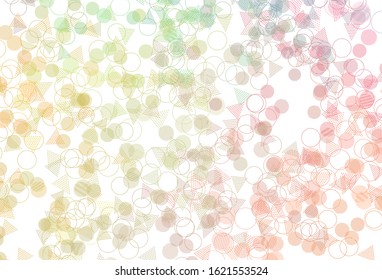 Light Green, Red vector texture with triangular style with circles. Abstract gradient illustration with circles, triangles. Modern template for landing page.