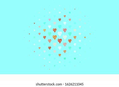 Light Green, Red vector texture with lovely hearts. Smart illustration with gradient hearts in valentine style. Pattern for carnival, festival romantic leaflets.