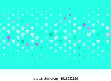 Light Green, Red vector texture with lovely hearts. Decorative design with hearts in simple style . Design for a business advert of anniversary.