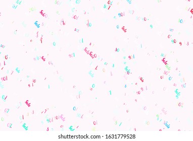 Light Green, Red vector texture with selling prices 30, 50, 90 %. Colored words of sales with gradient on white background. Pattern for ads, posters, banners of sales.