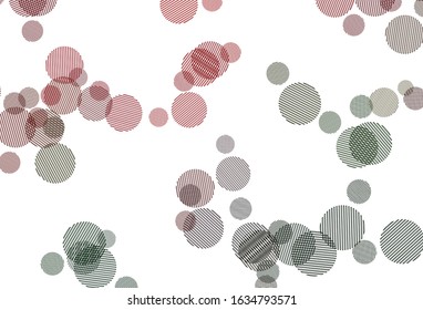 Light Green, Red vector texture with disks. Glitter abstract illustration with blurred drops of rain. Design for your business advert.