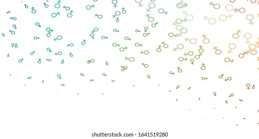Light Green, Red vector texture with women's rights symbols. Colorful feminism symbols with a gradient in modern style. Sample for your web designers.