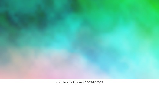 Light Green, Red vector texture with cloudy sky. Colorful illustration with abstract gradient clouds. Template for websites.
