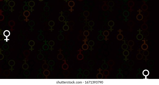 Light Green, Red vector texture with women's rights symbols. Simple design in abstract style with women’s rights activism. Background for International Women’s Day.