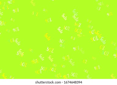 Light Green, Red vector texture with selling prices 30, 50, 90 %. Shining colorful illustration with isolated selling prices. Design for business ads, commercials.