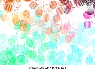 Light Green, Red vector texture with disks. Modern abstract illustration with colorful water drops. Pattern for ads, leaflets.